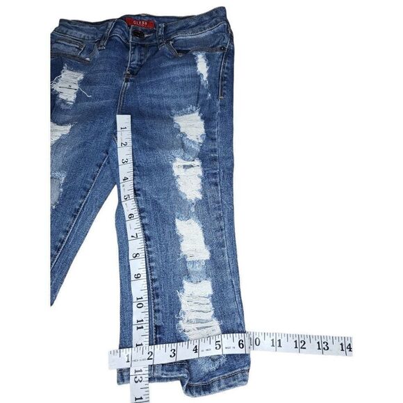 Guess Capri Pants Women Sz 0 Vintage 90s Blue Denim Distressed Everyday - Picture 4 of 6